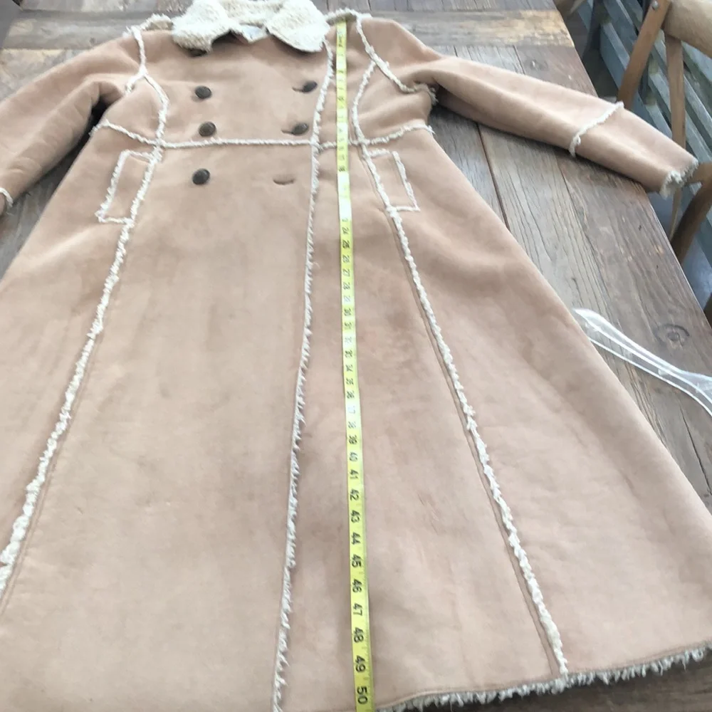 Faux shearling great coat XL from Tasha Polizzi. Light tan with cream interior - Picture 8 of 14